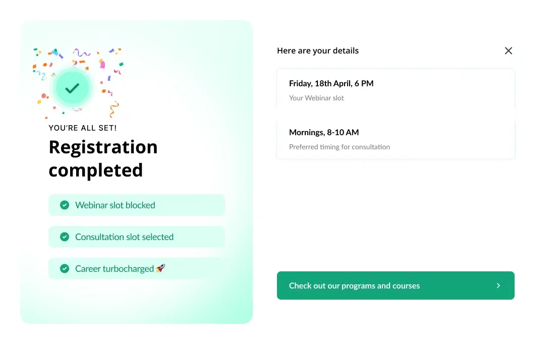 Confirmation screen
