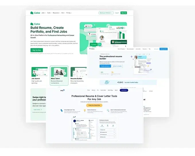 Competitor landing page screenshots