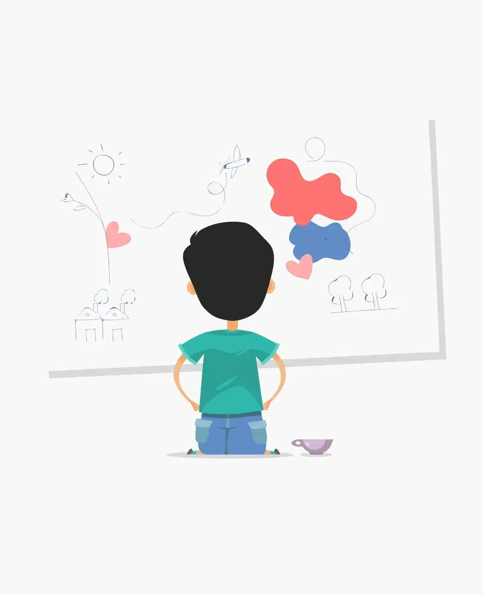 Character drawing on a whiteboard